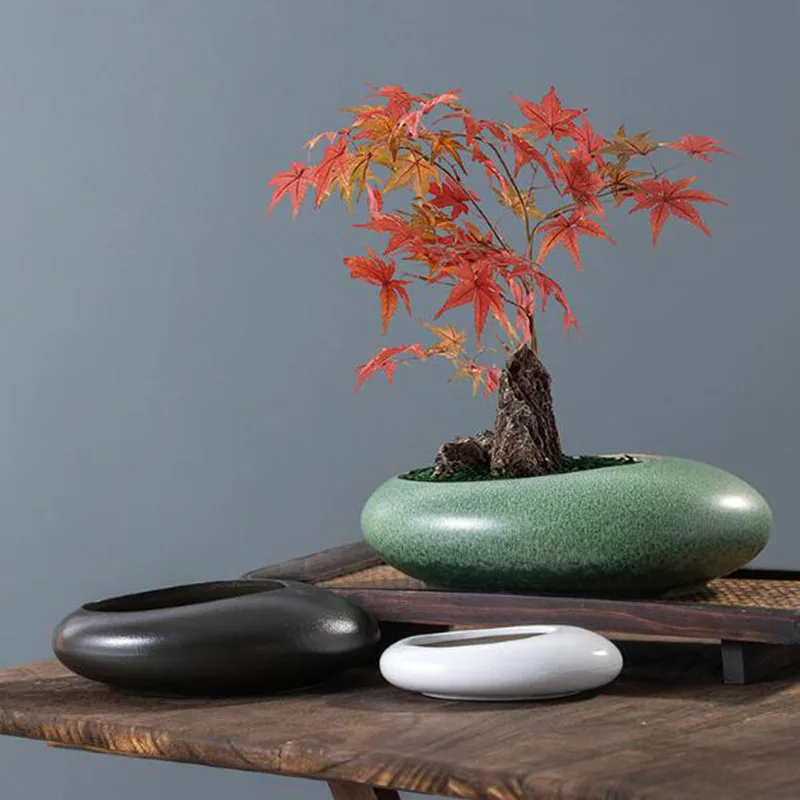 Coarse Pottery Bonsai Vase Gre - Bonsai Garden Art 评论和价格