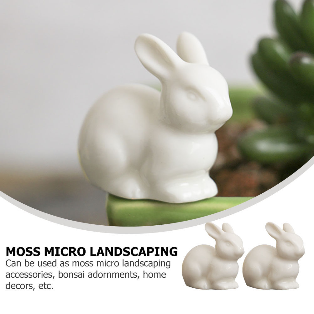 5Pcs Small Ceramic Rabbit Deco - Bonsai Garden Landscape Design 评论和价格
